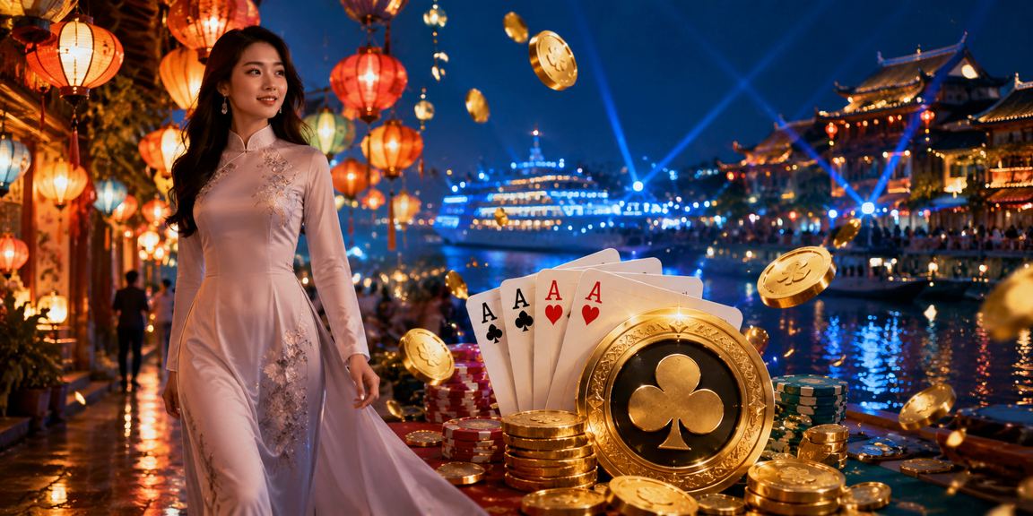 Bàn chơi bài tại chợ đêm Huế, nơi người dân tìm hiểu trò chơi có thưởng truyền thống
